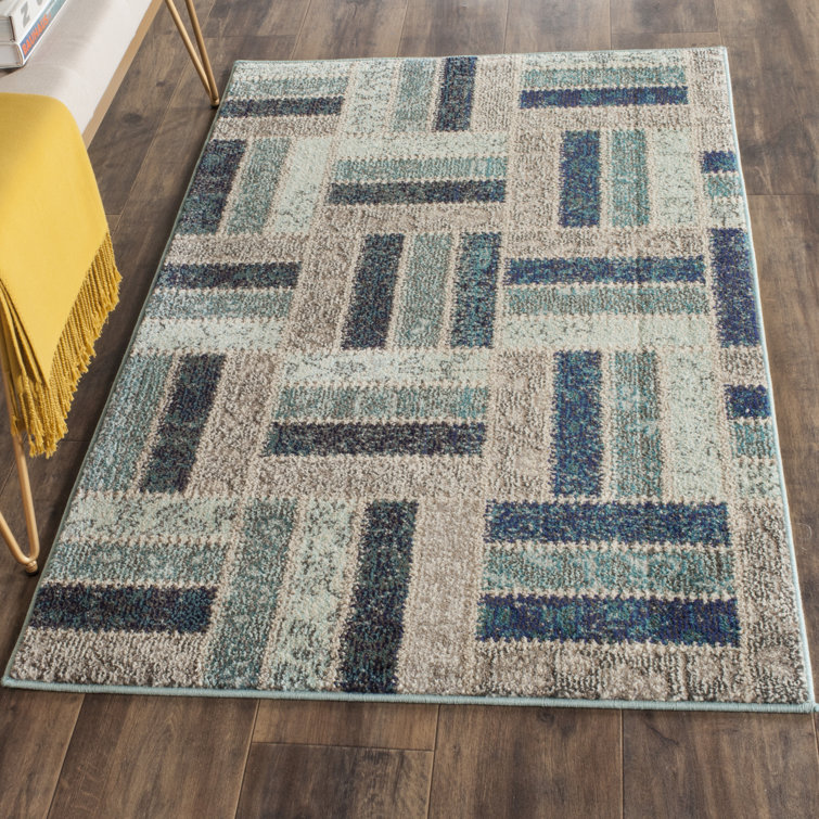 Wrought Studio Amrane Geometric Beige/Green/Blue Area Rug &amp; Reviews ...
